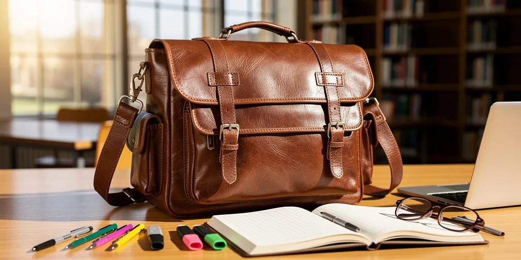 sac etudiant cuir