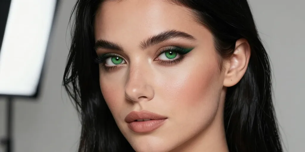 cheveux noir yeux vert