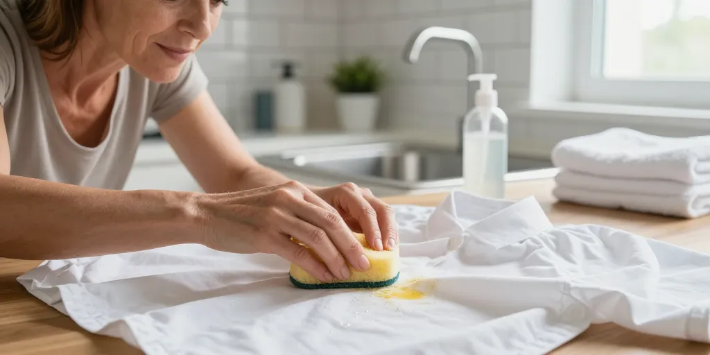 enlever tache de decoloration sur vetement blanc