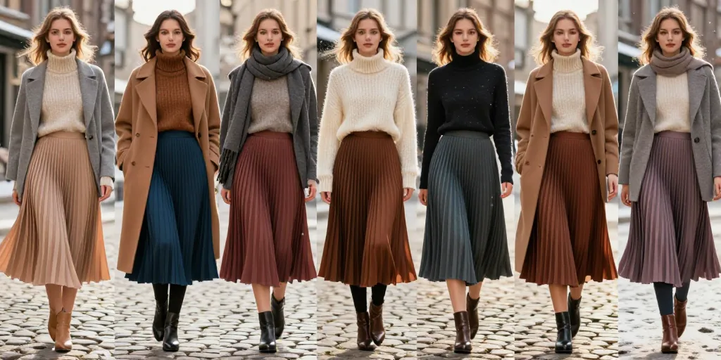 look jupe longue plissée hiver